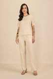 SCALON - Conjunto Viscose Blusa e Bermuda Areia Bege
