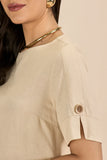 SCALON - Conjunto Viscose Blusa e Bermuda Areia Bege