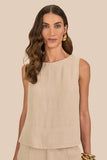 SCALON - Regata Viscose Alça Larga Natural Bege
