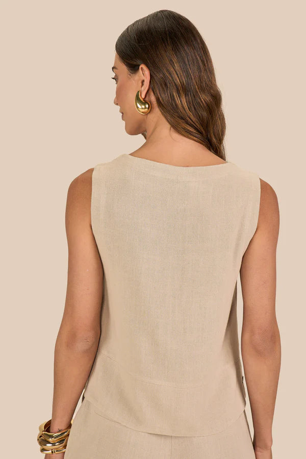 SCALON - Regata Viscose Alça Larga Natural Bege