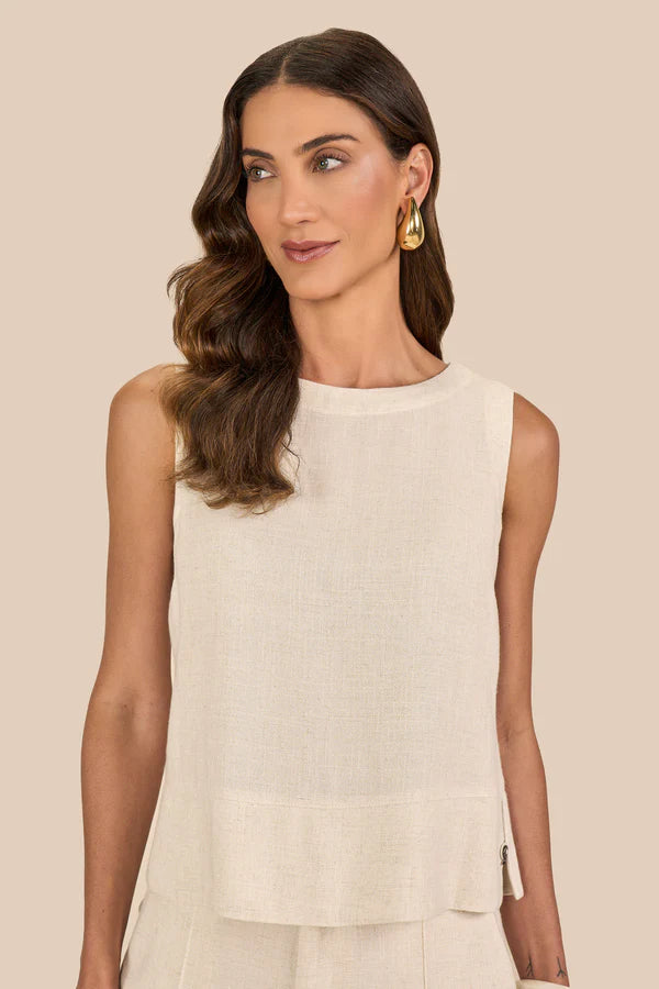SCALON - Regata Viscose Alça Larga Natural Bege