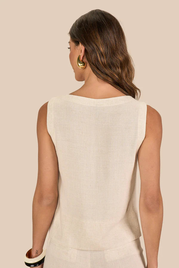 SCALON - Regata Viscose Alça Larga Natural Bege
