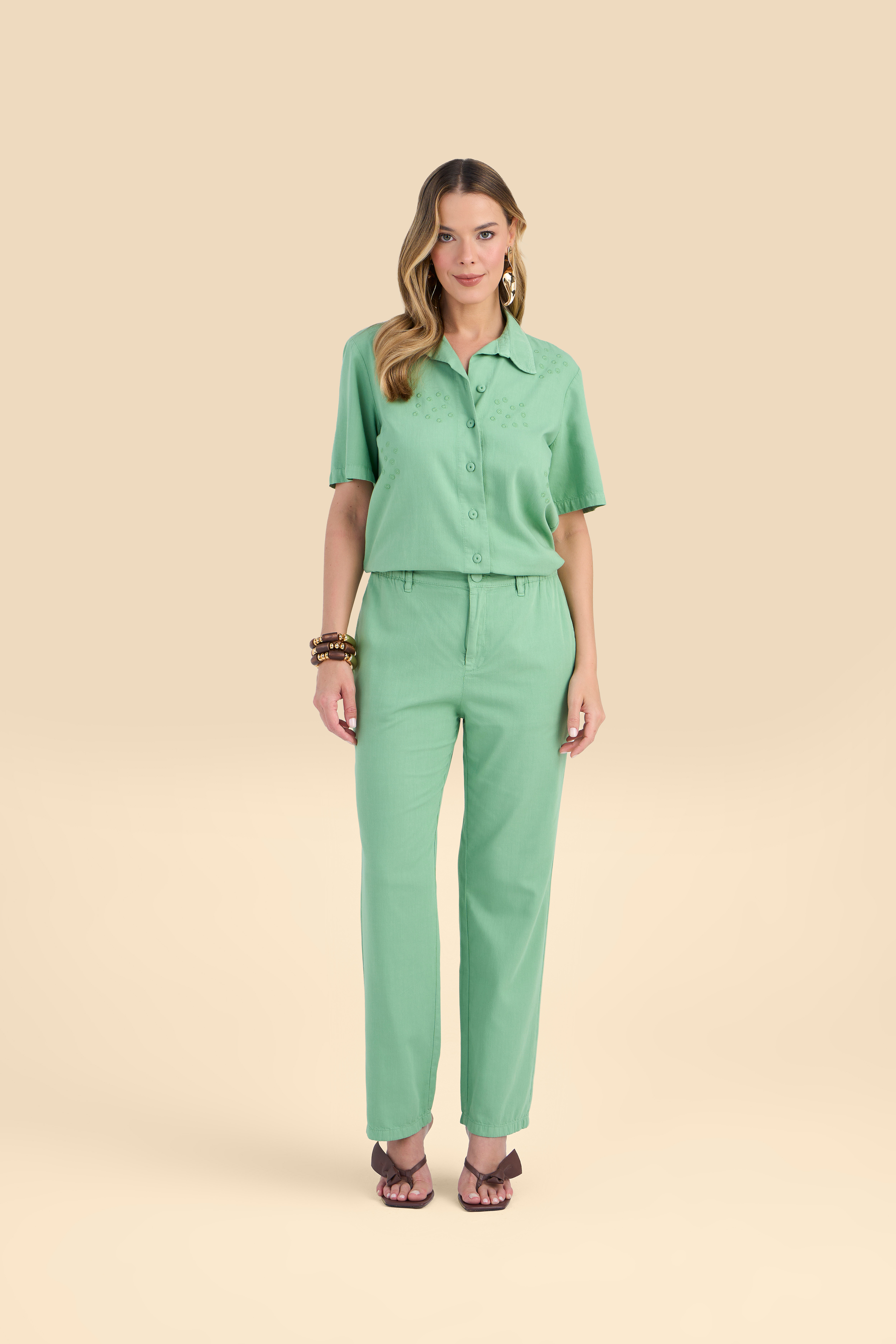 SCALON - Conjunto Sarja Camisa Man Verde Maçã