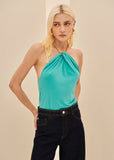 ALPHORRIA - Blusa Decote Moulage Turquesa