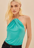 ALPHORRIA - Blusa Decote Moulage Turquesa