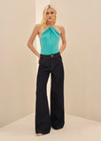 ALPHORRIA - Blusa Decote Moulage Turquesa