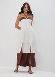 ALPHORRIA - Vestido Longo Bicolor com Fenda Única