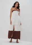 ALPHORRIA - Vestido Longo Bicolor com Fenda Única