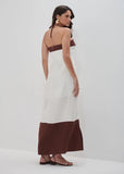 ALPHORRIA - Vestido Longo Bicolor com Fenda Única