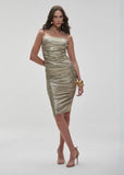 ALPHORRIA - Vestido Mullet Metalizado Dourado