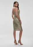 ALPHORRIA - Vestido Mullet Metalizado Dourado