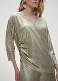 ALPHORRIA - Blusa Decote Amplo Franzido Dourado