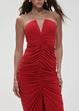 ALPHORRIA - Vestido Longo Maxi Drapeados Vermelho