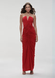 ALPHORRIA - Vestido Longo Maxi Drapeados Vermelho