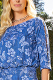 ONE UP - Vestido Amour Parfait Estampado Azul