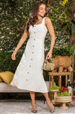 ONE UP - Vestido Paris Botões Mel Off White