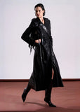 ALPHORRIA - Trenchcoat Croco C/ Faixa Preto