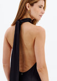 La Moda - Vestido Longo Frente Unica C/ Faixa Preto - Verão 27