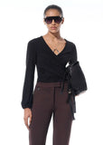ALPHORRIA - Blusa Manga Bufante com Trespasse Preto