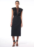 ALPHORRIA - Vestido Mídi Duo Fringe Black