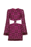 PAT BO - Vestido Curto Rosa Marrom Cut Out Fivela
