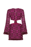PAT BO - Vestido Curto Rosa Marrom Cut Out Fivela