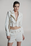 CAOS - Jaqueta Cropped Crystal Heart Off White