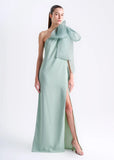 ALPHORRIA - Vestido Longo C/ Laço e Cinto Verde Malva