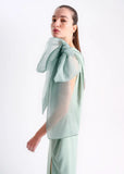 ALPHORRIA - Vestido Longo C/ Laço e Cinto Verde Malva