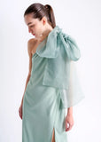 ALPHORRIA - Vestido Longo C/ Laço e Cinto Verde Malva