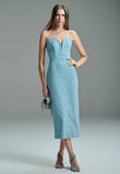 CAOS - Vestido Mídi Jeans Bright Azul Cristal