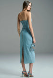 CAOS - Vestido Mídi Jeans Bright Azul Cristal