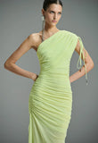 CAOS - Vestido Longo de Tule Drapeado Menta