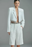 CAOS - Blazer Cropped Barra Bordado OFF White