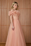 FABULOUS AGILITÀ - Vestido Longo Thassia Flores Decote Peach
