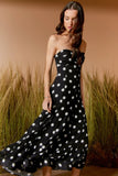 AGILITÀ - Vestido Midi Estampa Poa Black Preto/OFF White