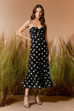 AGILITÀ - Vestido Midi Estampa Poa Black Preto/OFF White