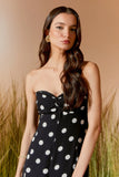 AGILITÀ - Vestido Midi Estampa Poa Black Preto/OFF White