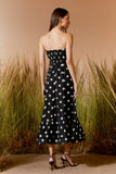 AGILITÀ - Vestido Midi Estampa Poa Black Preto/OFF White
