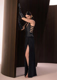 ALPHORRIA - Vestido Longo Lateral Vazado Preto