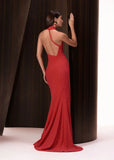 ALPHORRIA - Vestido Longo Gola Alta Vermelho