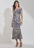 ALPHORRIA - Vestido Midi Ombro a Ombro Estampado - Verão 27