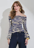 ALPHORRIA - Blusa Ombro a Ombro Manga Longa Estampado - Verão 27