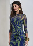 ALPHORRIA - Vestido Midi Franzido Estampado - Verão 27