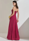 ALPHORRIA - Vestido Longo de Alças e Detalhe Costurados Framboesa - Verão 27