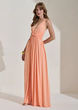 ALPHORRIA - Vestido Longo Detalhe Torção Pessego - Verão 27