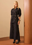 ALPHORRIA - Calça Wide Leg C/ Cos de Elastico Preto