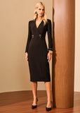 ALPHORRIA - Vestido Midi ML C/ Fenda Preto