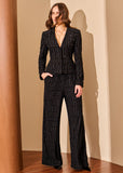 ALPHORRIA - Blazer Acinturado Bordado Preto