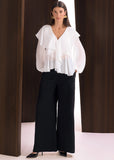 ALPHORRIA - Blusa Gode com Babados OFF White - Verão 27